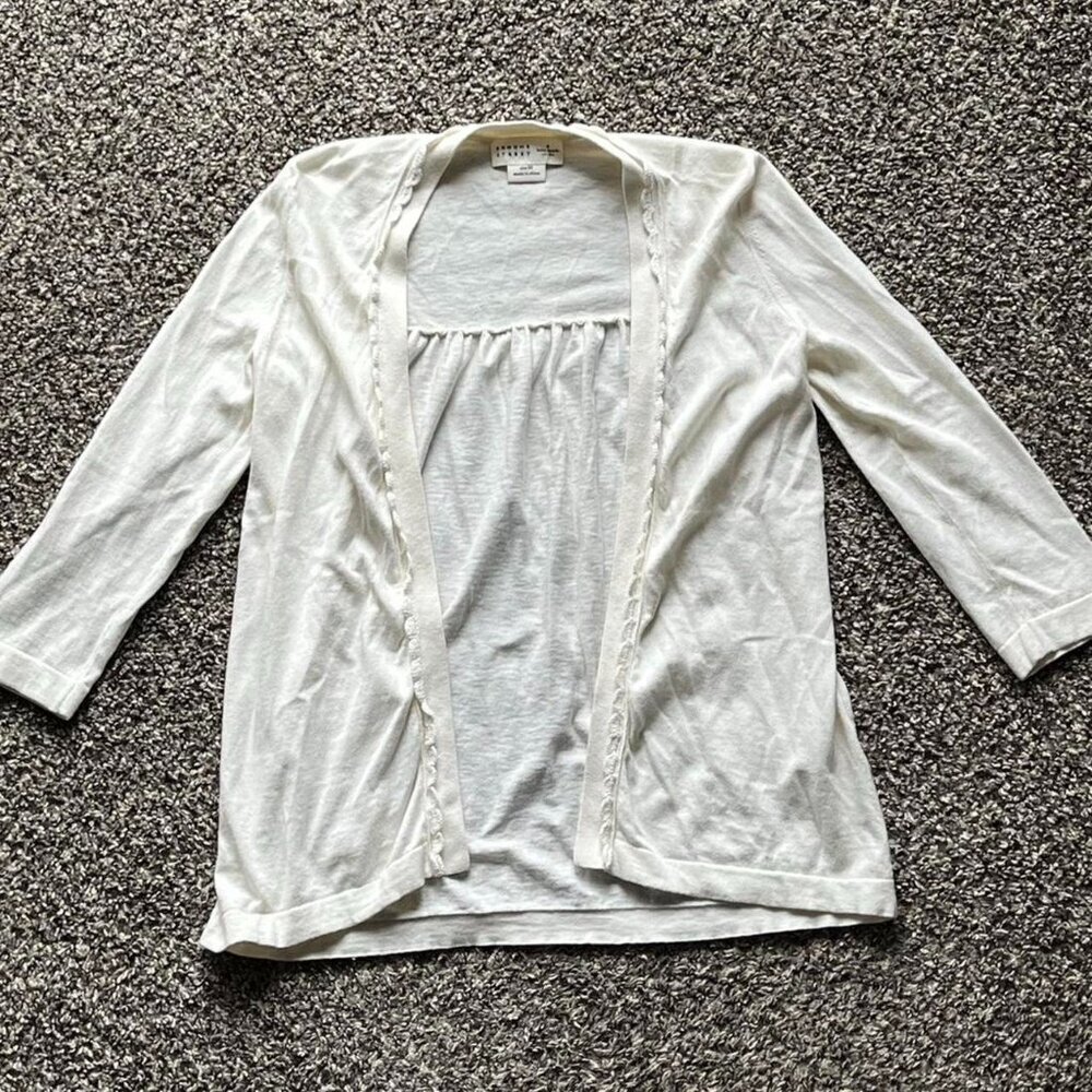 Kate Spade Broome Street Cardigan Womens XS Cream Cashmere/Cotton Blend L/S